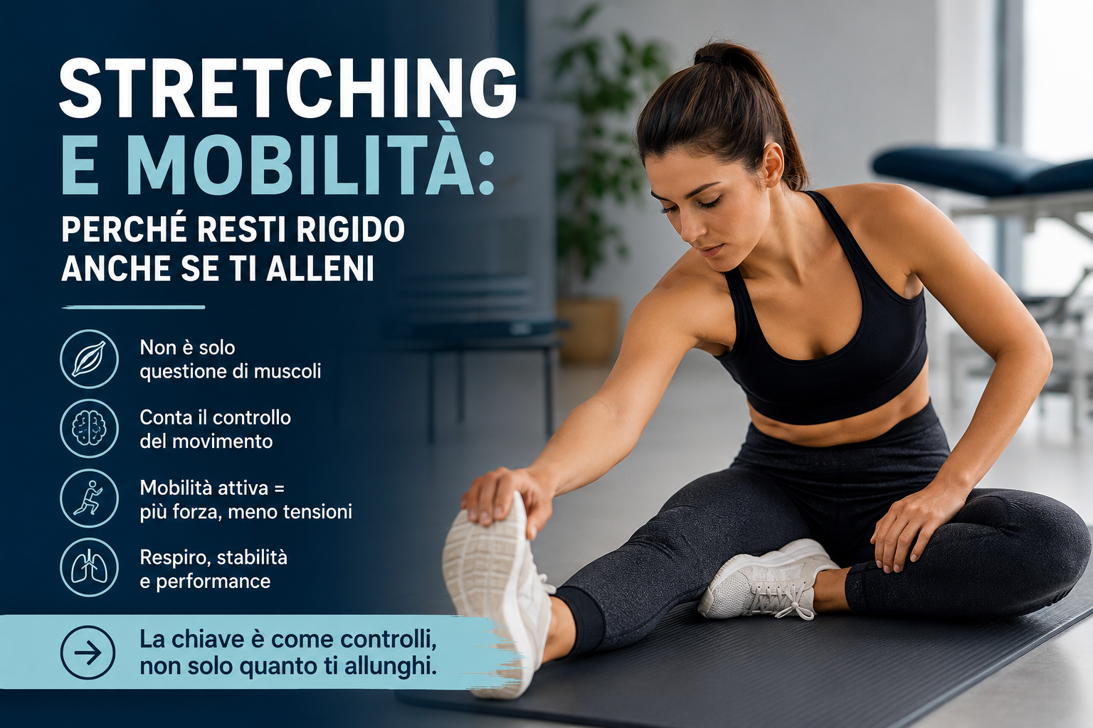 Stretching e mobilità per ridurre rigidità muscolare e migliorare controllo del movimento negli sportivi