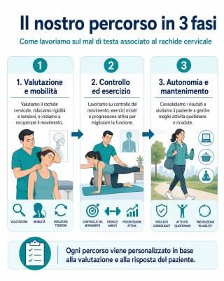 Trattamento mal di testa cervicogenico Fisiomed Sanremo: percorso riabilitativo in 3 fasi